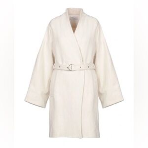 IRO Cream Wool Shawl-Collar Belted Canvas Robe Coat